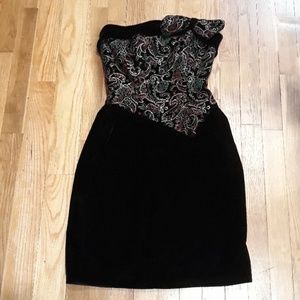 Vintage 80s Black Velvet Dress
